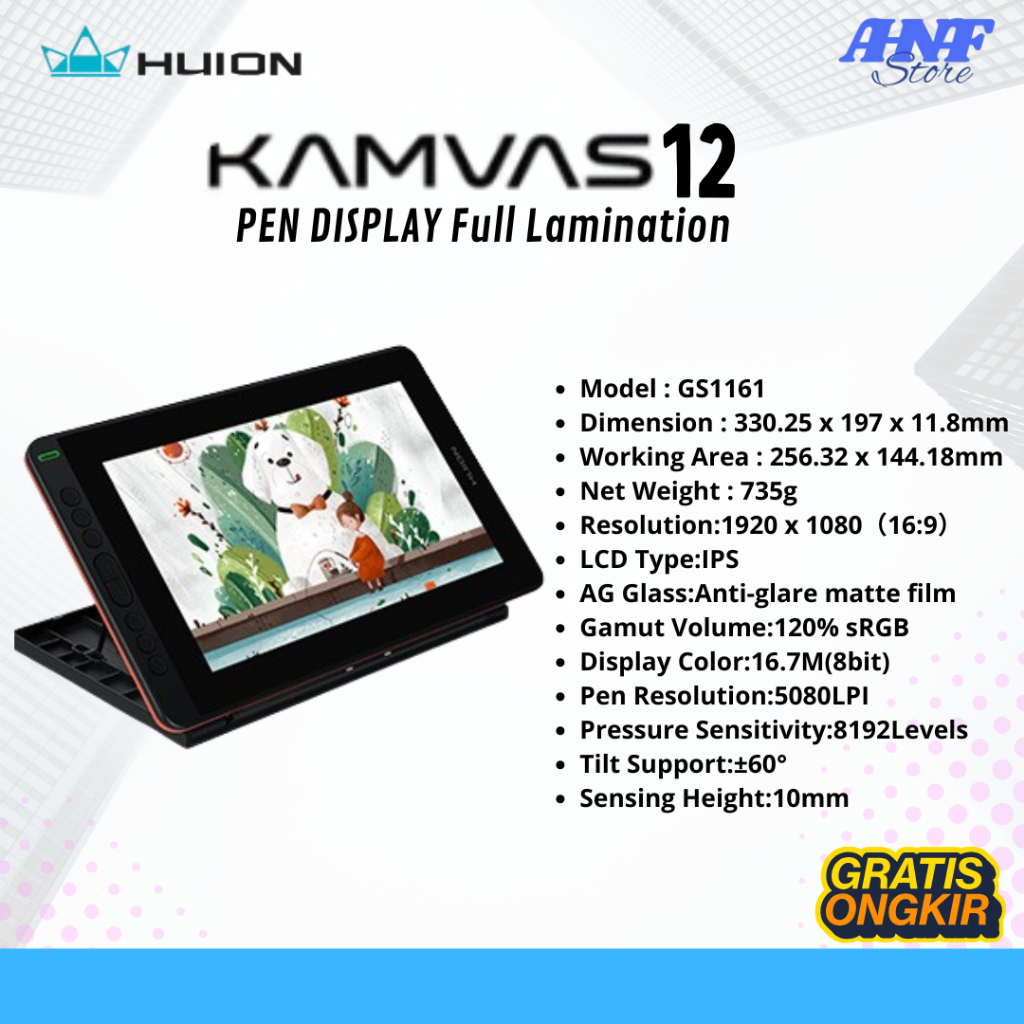 Drawing Pen Display HUION KAMVAS 12