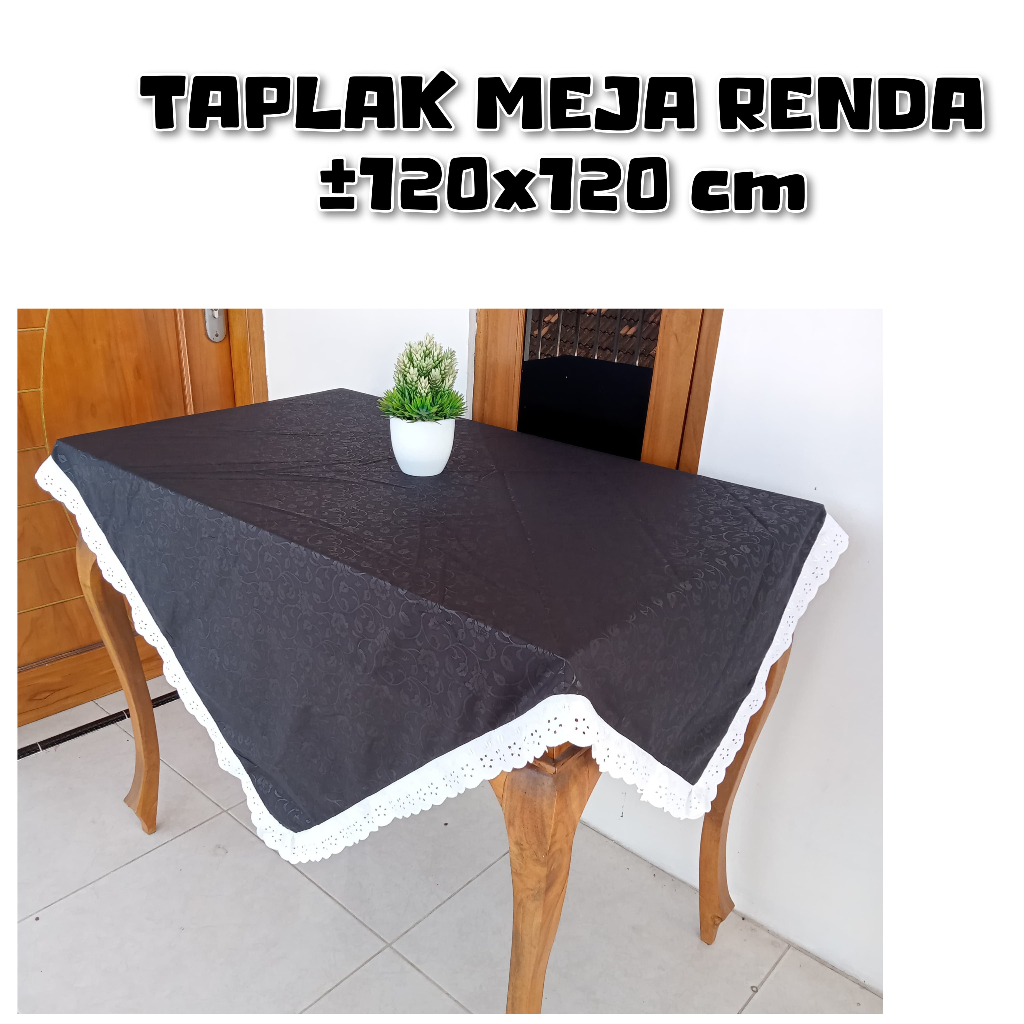 TAPLAK MEJA TAMU EMBOS RENDA UKURAN 120X120 CM