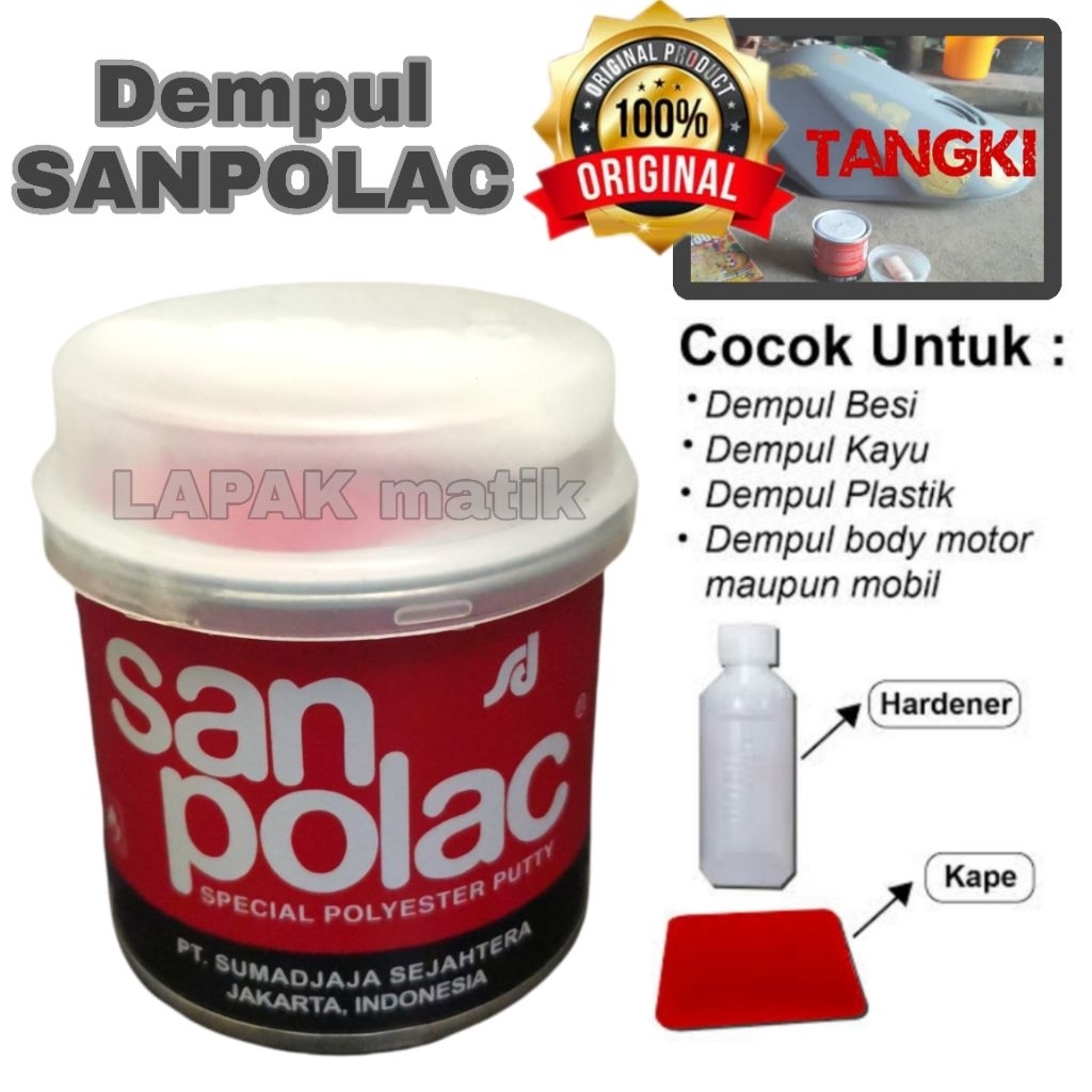 Dempul Sanpolac + obat / Dempul besi mobil hardener