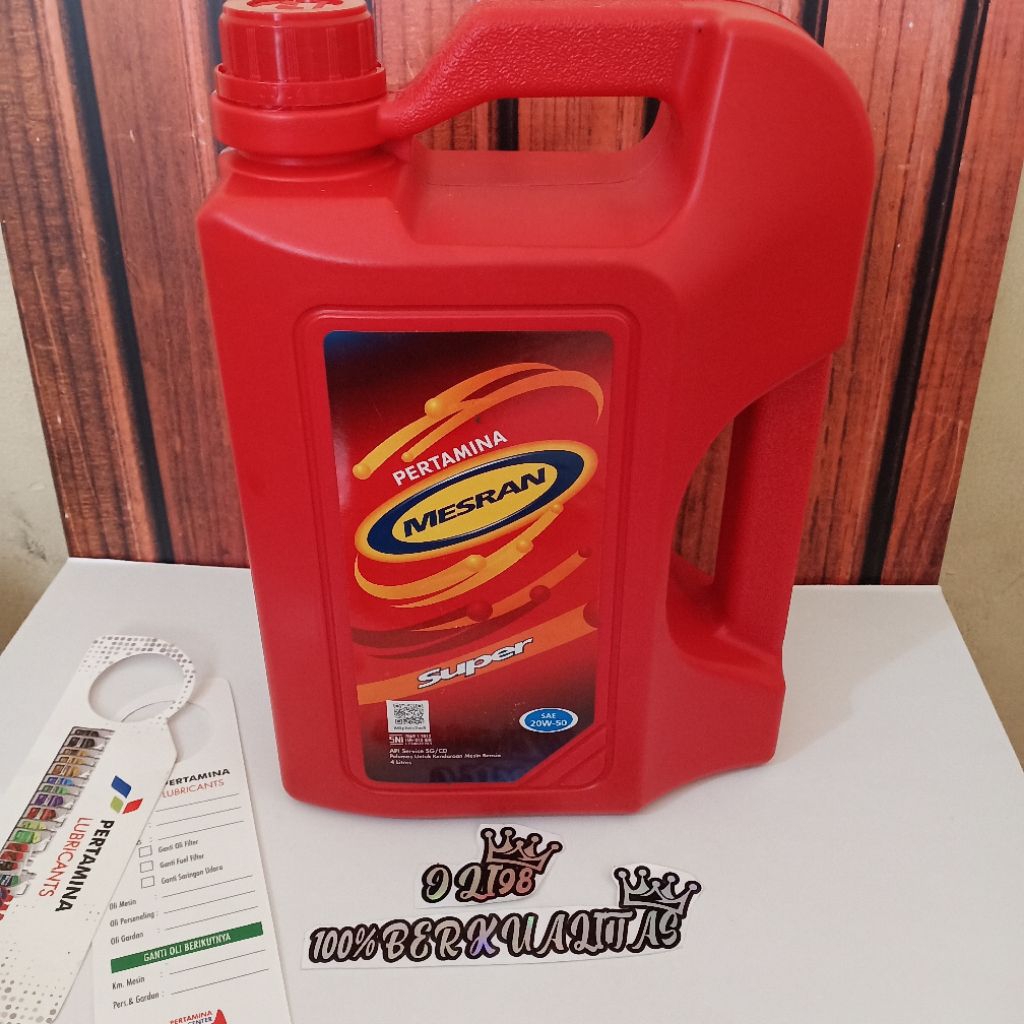 OLI OIL MESRAN SUPER 20W-50 4LITER OLI PERTAMINA KEMASAN GALON 4LITER  UNTUK MOBIL BENSIN