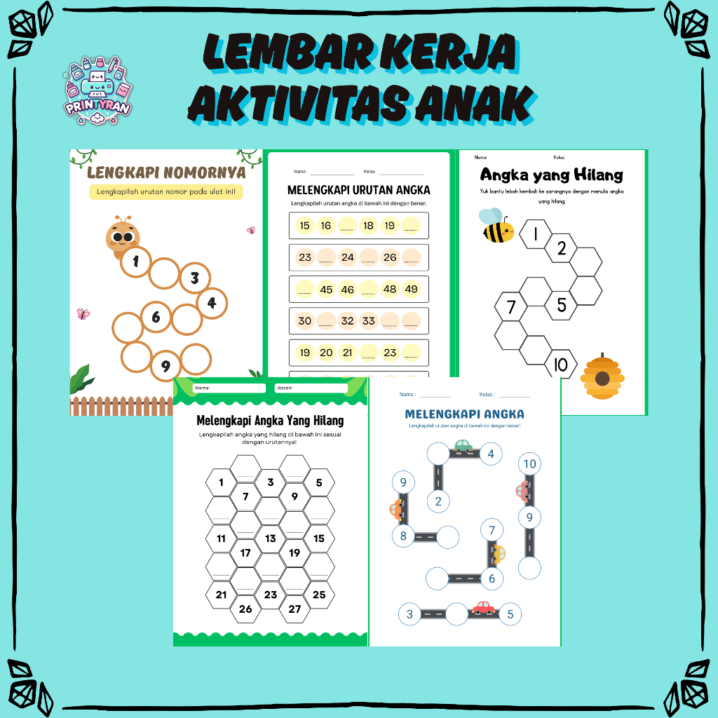 

Printyran - Lembar Aktivitas Anak Seri Melengkapi Angka yang Kosong