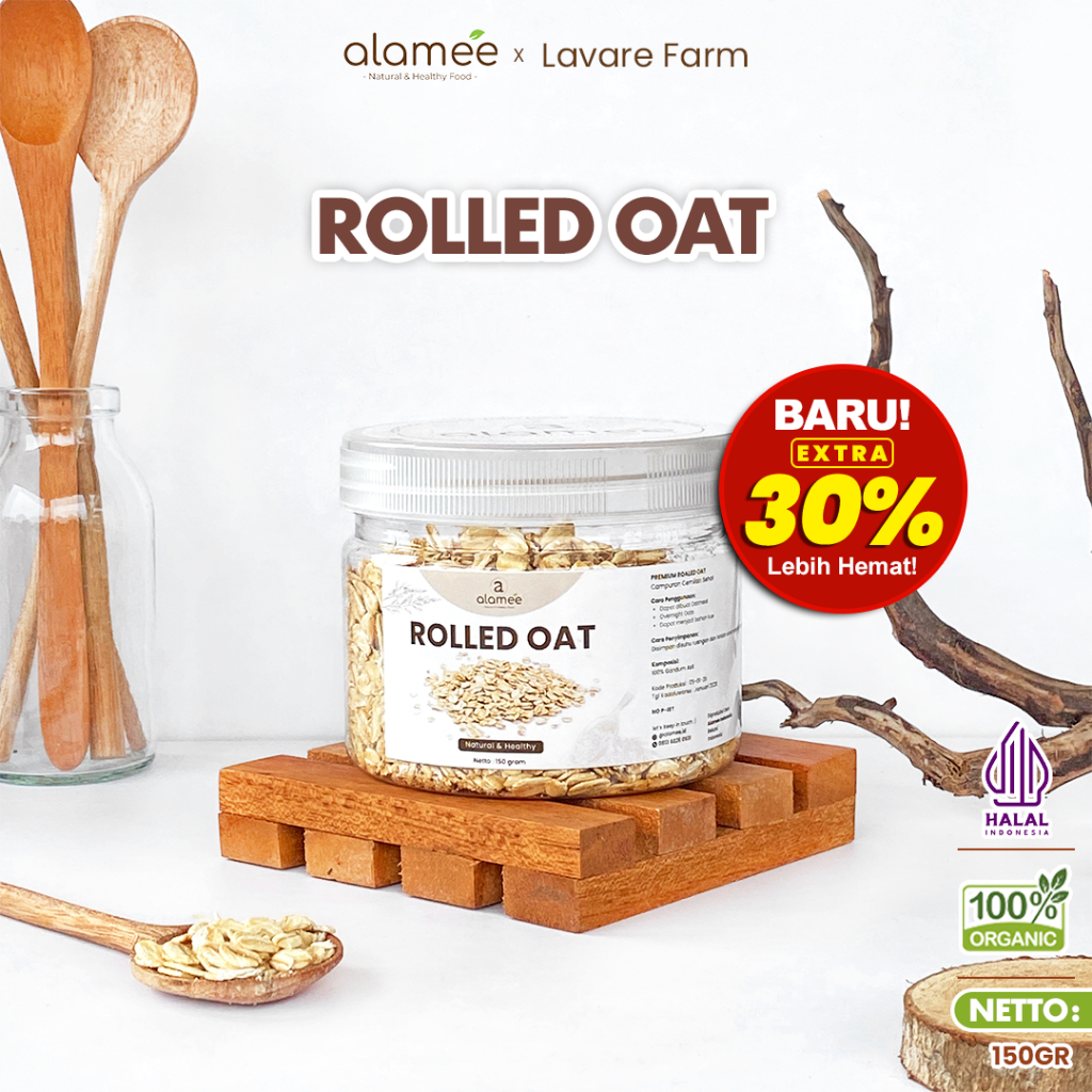 

ALAMEE Gantum Utuh Rolled Oat Biji Kasar Instan Oats Organik Sarapan Cemilan 150gr BUMA