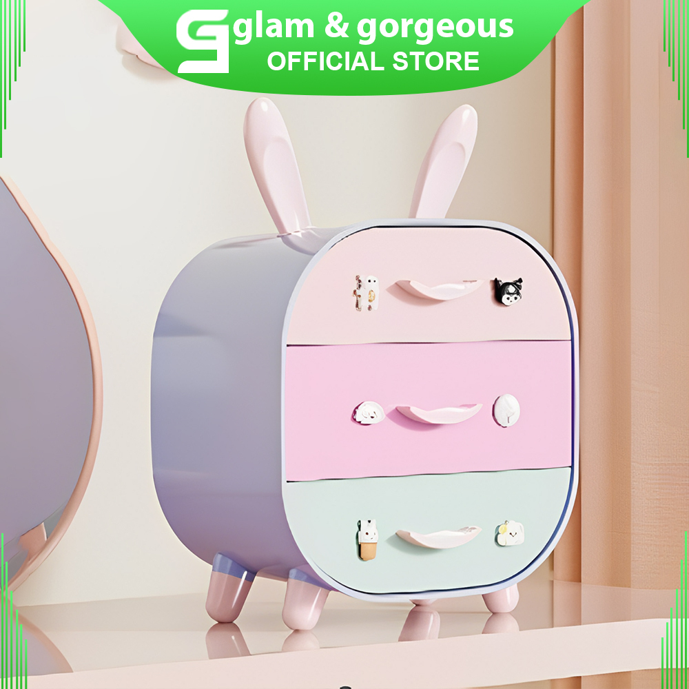 Laci Mini Aesthetic Lucu Bentuk Kelinci Rak Susun Organizer Anak Motif Kartun - DD022