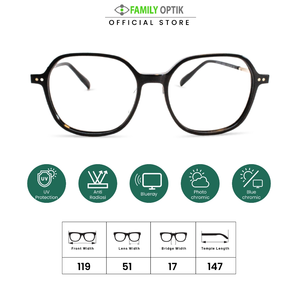 Family Optik - Kacamata Retro Blueray Photocromic Anti Radiasi 8202