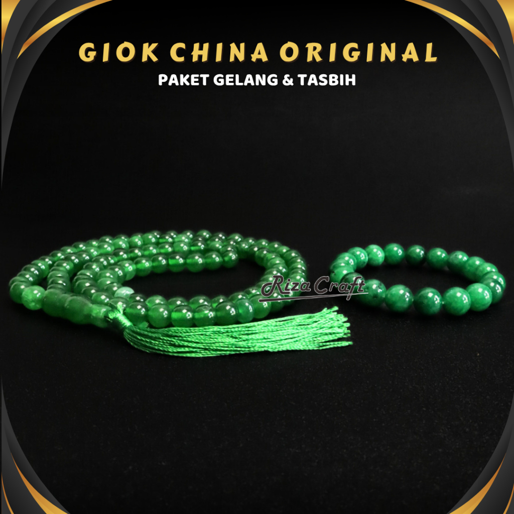 PROMO Paket Gelang Tasbih Natural Terapi Batu Giok ASLI China Natural untuk Pria Wanita 99 Butir by 