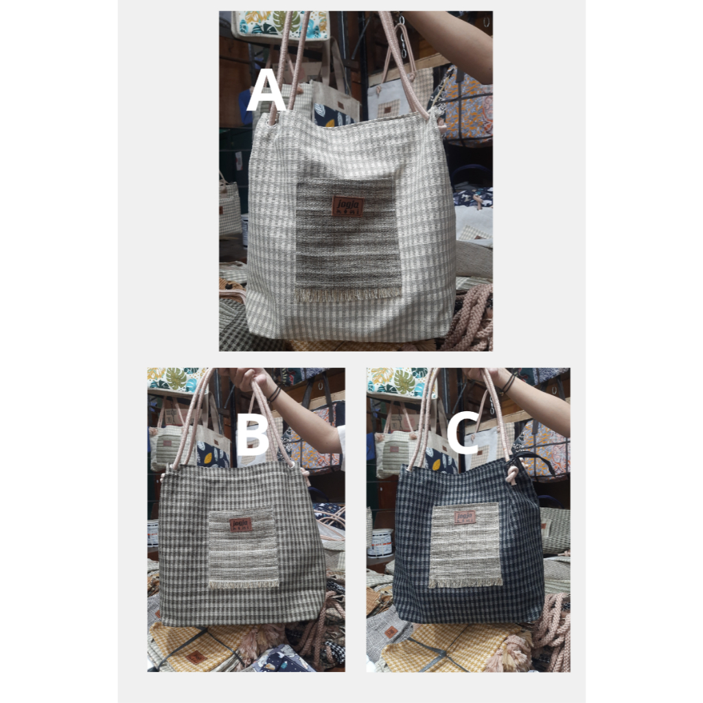 SUPLIER JOGJA | Tas totebag Goni Tali Sumbu Kantong  | Tas bahu besar  Oleh oleh jogja