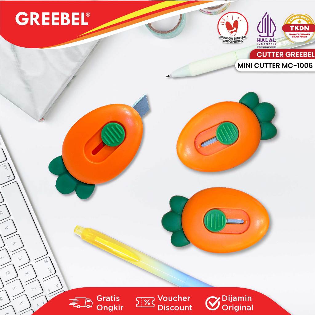 

Greebel Pisau Cutter Mini / Pemotong Mini Model wortel / Pisau Pemotong Kertas MC 1006