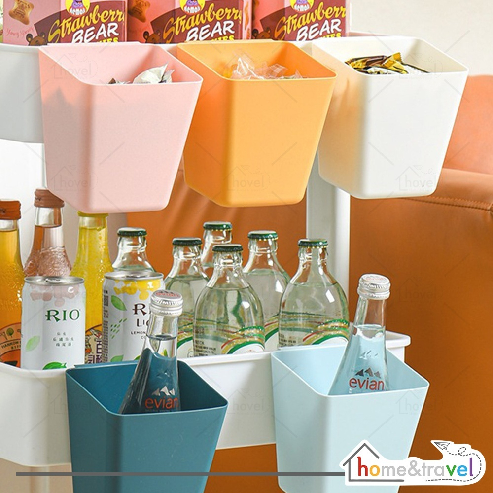 HOVELSHOP Rak Gantung Keranjang Mini Kotak Plastik Tempat Penyimpanan Snack Bumbu Dapur Serbaguna