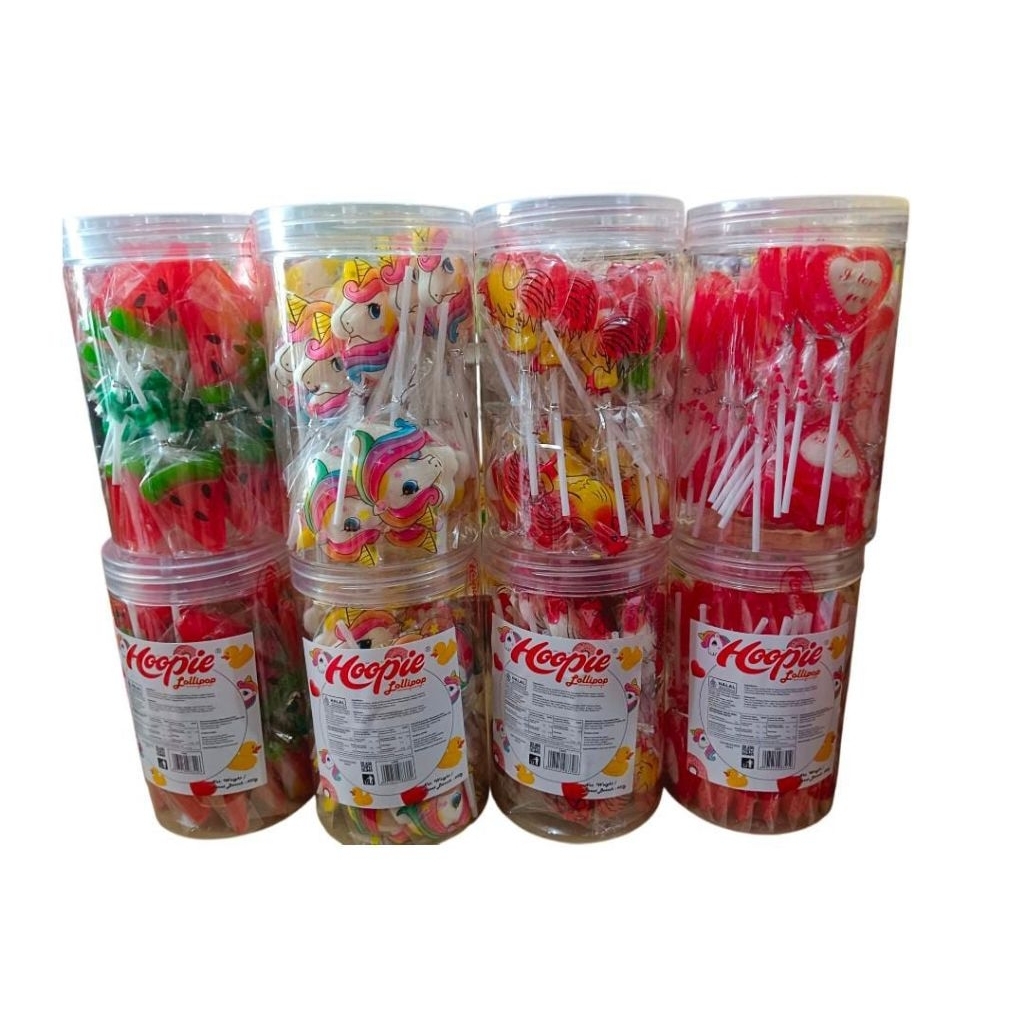 

HOOPIE LOLLIPOP 450gr isi kurleb +- 30 pcs Bentuk Semangka Ayam Kuda poni Love