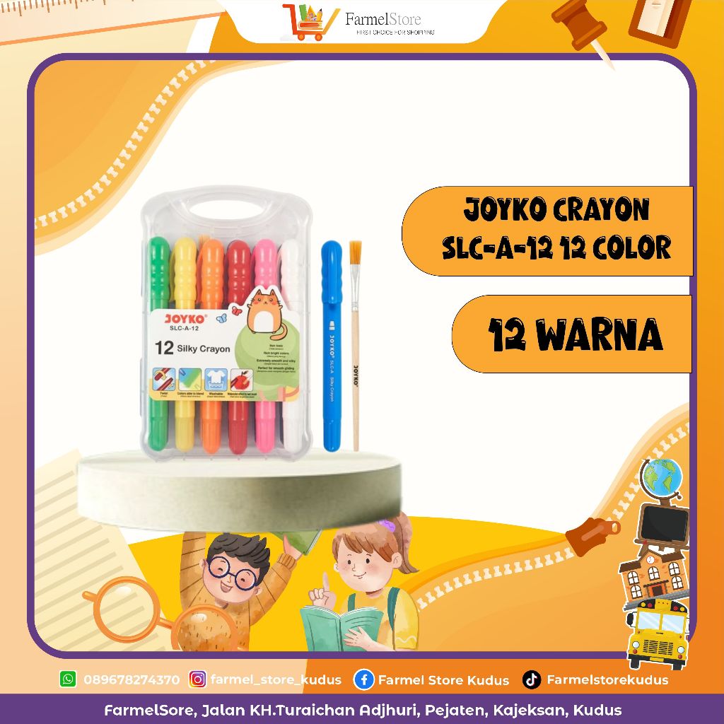 

Joyko Silky Crayon SLC-A-12 (Isi 12 Warna)