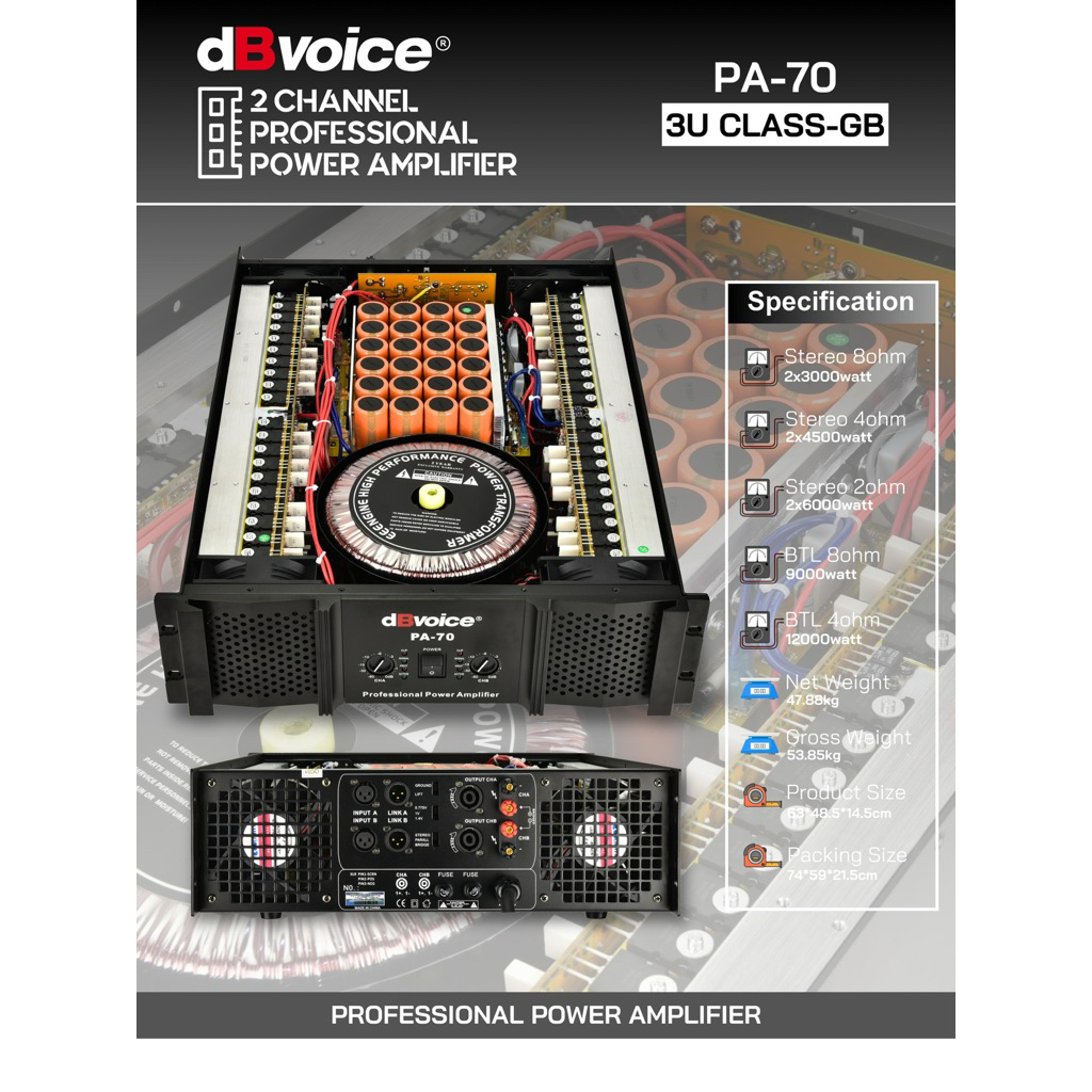 Power amplifier dbvoice db voice class gb vz pa-70 pa70 original