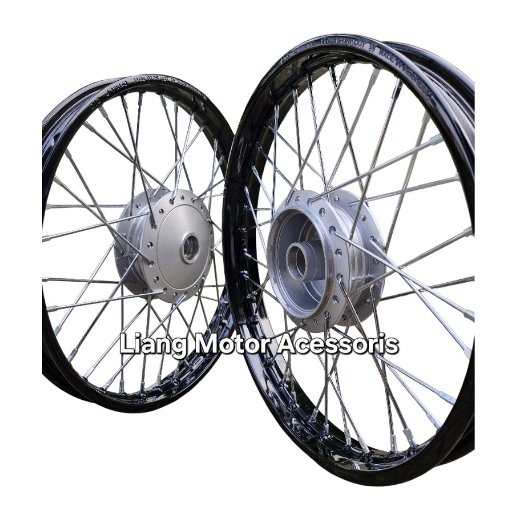 ( Honda Win / Win 100 / Win Semi Trail ) - Sepaket Velg D.I.D Besi Hitam Ring 17 Tromol Set Jari2. B