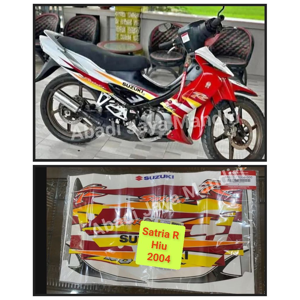 Lis Striping Stiker Body Suzuki Satria R Hiu Lumba Merah putih 2004 Full set Asli Suzuki original