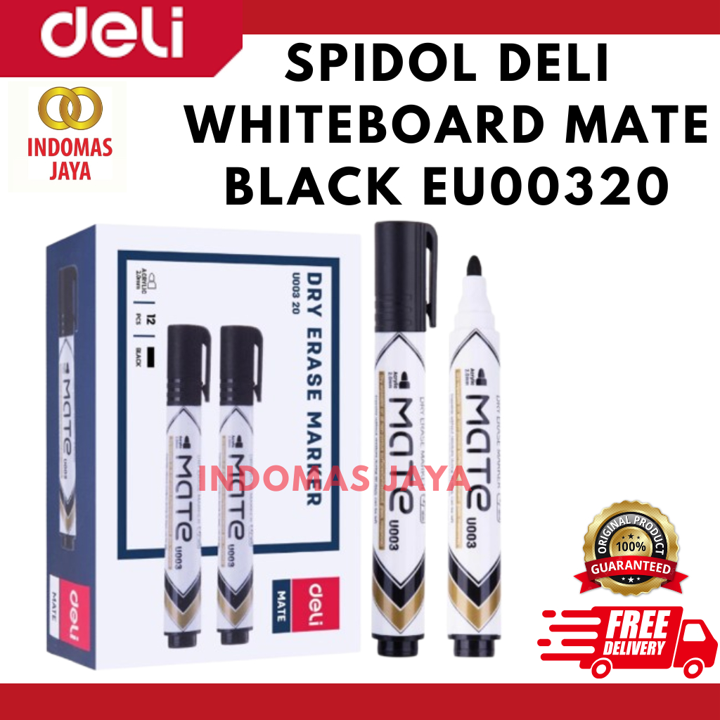 

Deli EU00320 Dry Erase Marker/Spidol Whiteboard- Bullet 2.0mm Black / Bullet Marker