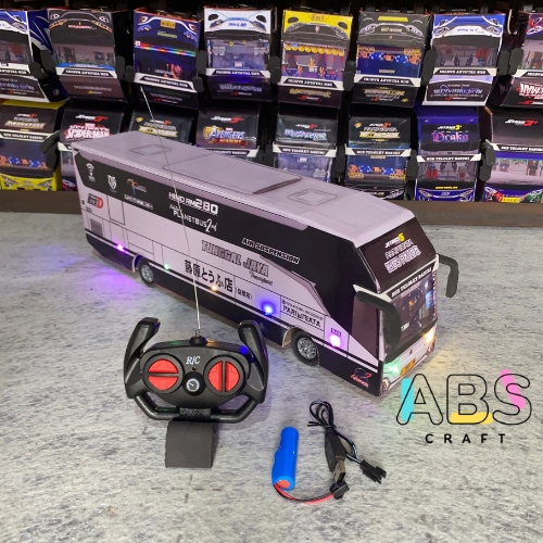 Miniatur bus remote control, bus telolet basuri, + baterai charger