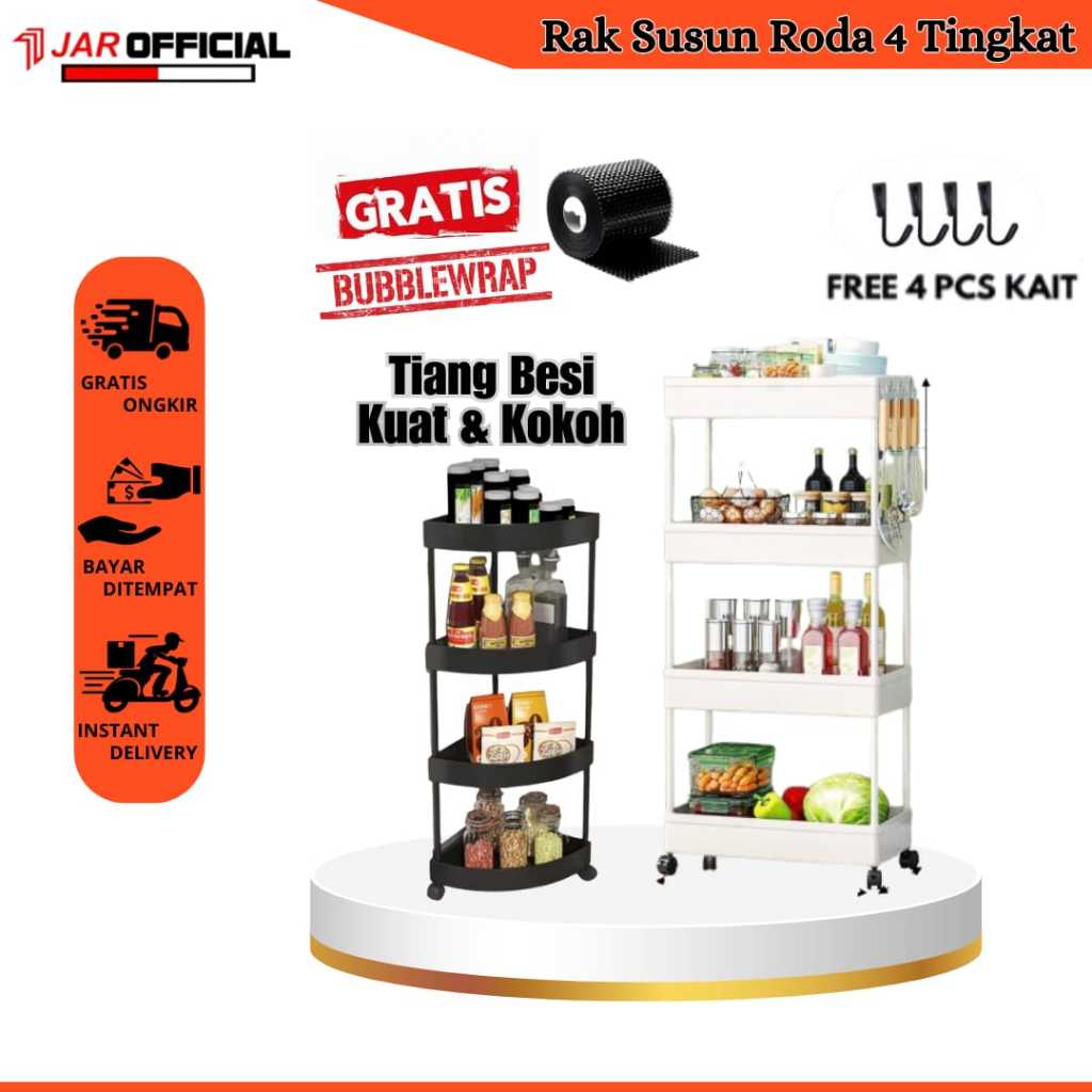 Rak Dapur Minimalis/ Rak Dapur 4 Tingkat serbaguna dengan roda