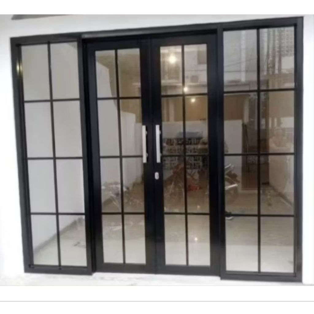 partisi pintu sliding dobel ornamen