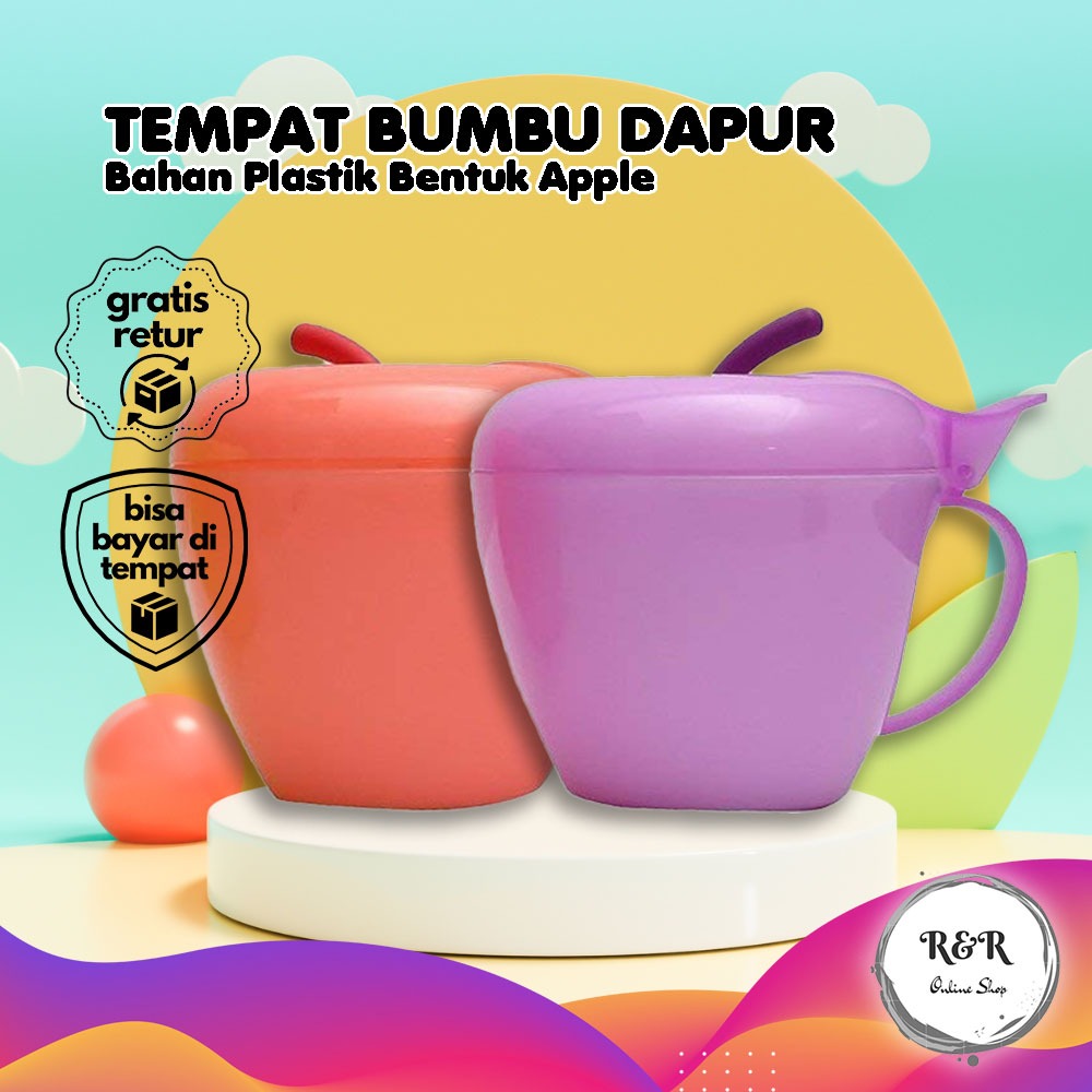 Tempat Bumbu Dapur Bentuk Apel Multifungsi Tahan Lama Style Unik, Lucu & Praktis Wadah Bumbu Dapur A