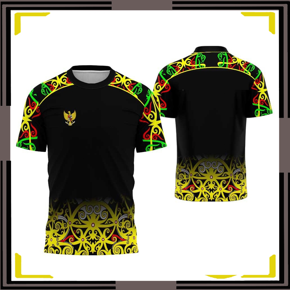 Kaos Pria Dewasa Tangan Pendek BATIK DAYAK KALIMANTAN Fullprint Desain Keren