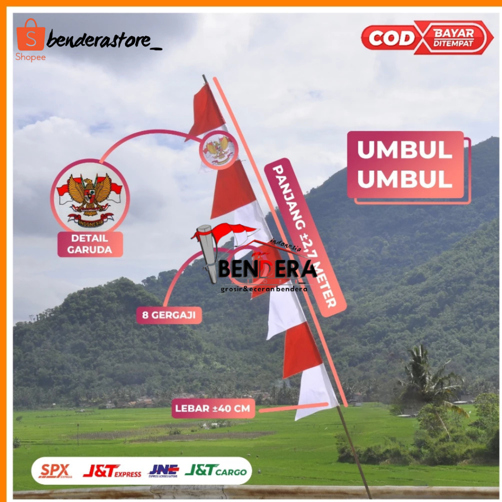 UMBUL-UMBUL MERAH PUTIH 20PCS (1 KODI)