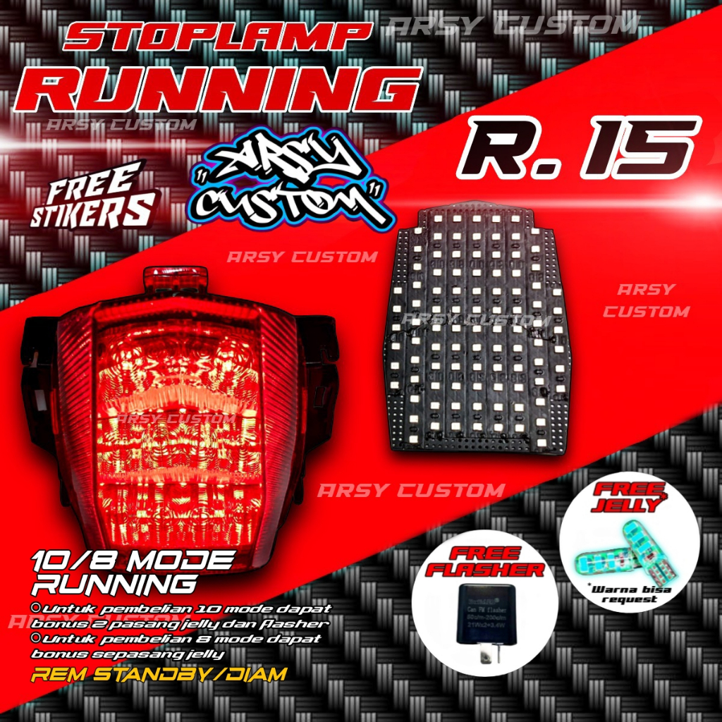 Lampu Rem RUNNING R15 V3 V4 8 10 Mode Running Otomatis Manual Lampu Belakang Aksesoris Yamaha