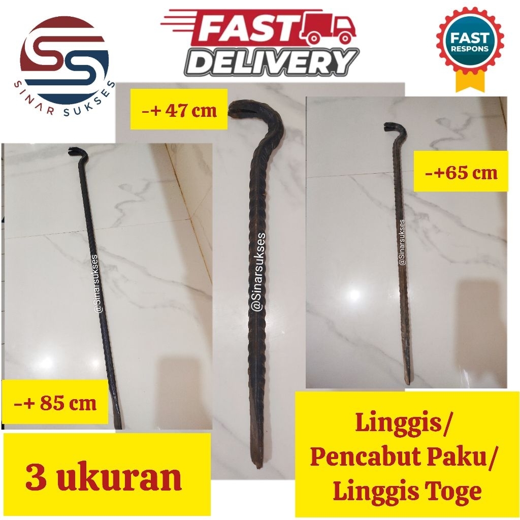Linggis 3 ukuran Lengkap/ Cabut Besi Ulir / Linggis Toge/ Linggis Besar/ Linggis Kecil/ Linggis 50cm