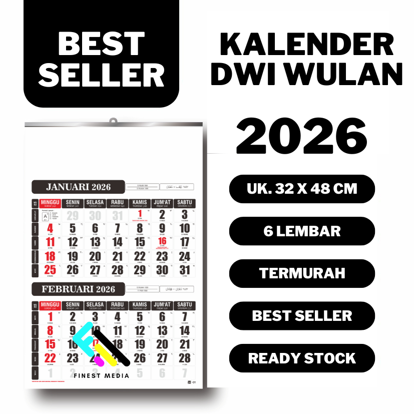 

GROSIR KALENDER DINDING 2026 - 2 BULANAN - 6 LEMBAR - SERI TERLARIS