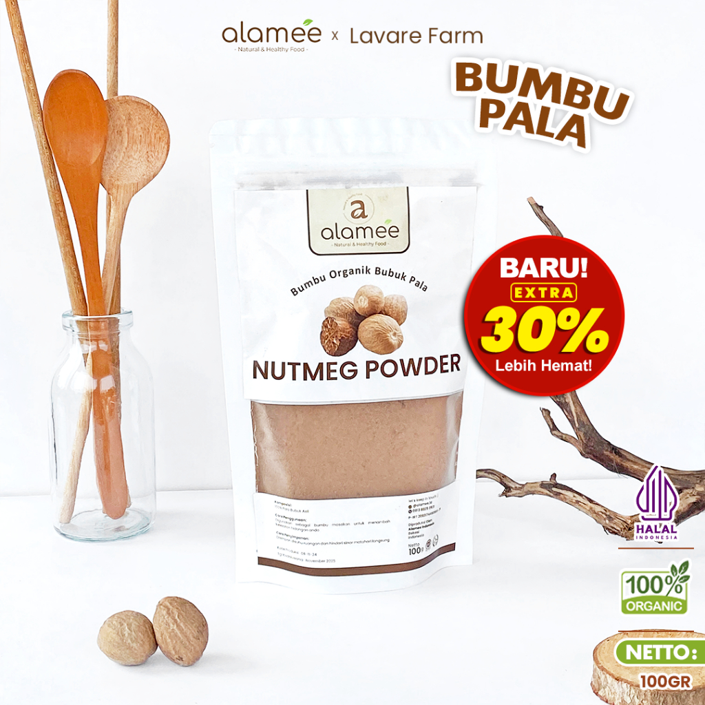 

Bumbu Dapur Pala Bubuk Nutmeg Powder Rempah Murni Asli Tanpa Campuran Organik 100gr