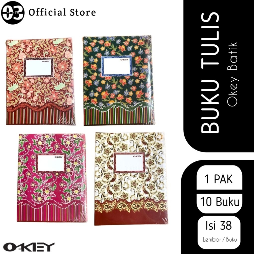 

BUKU TULIS OKEY BATIK 38 LEMBAR 10 PCS (1 PAK)