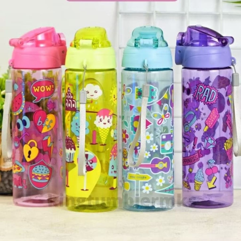 Botol Minum Smiggle Colorful 600ml Motif Lucu BPA Free