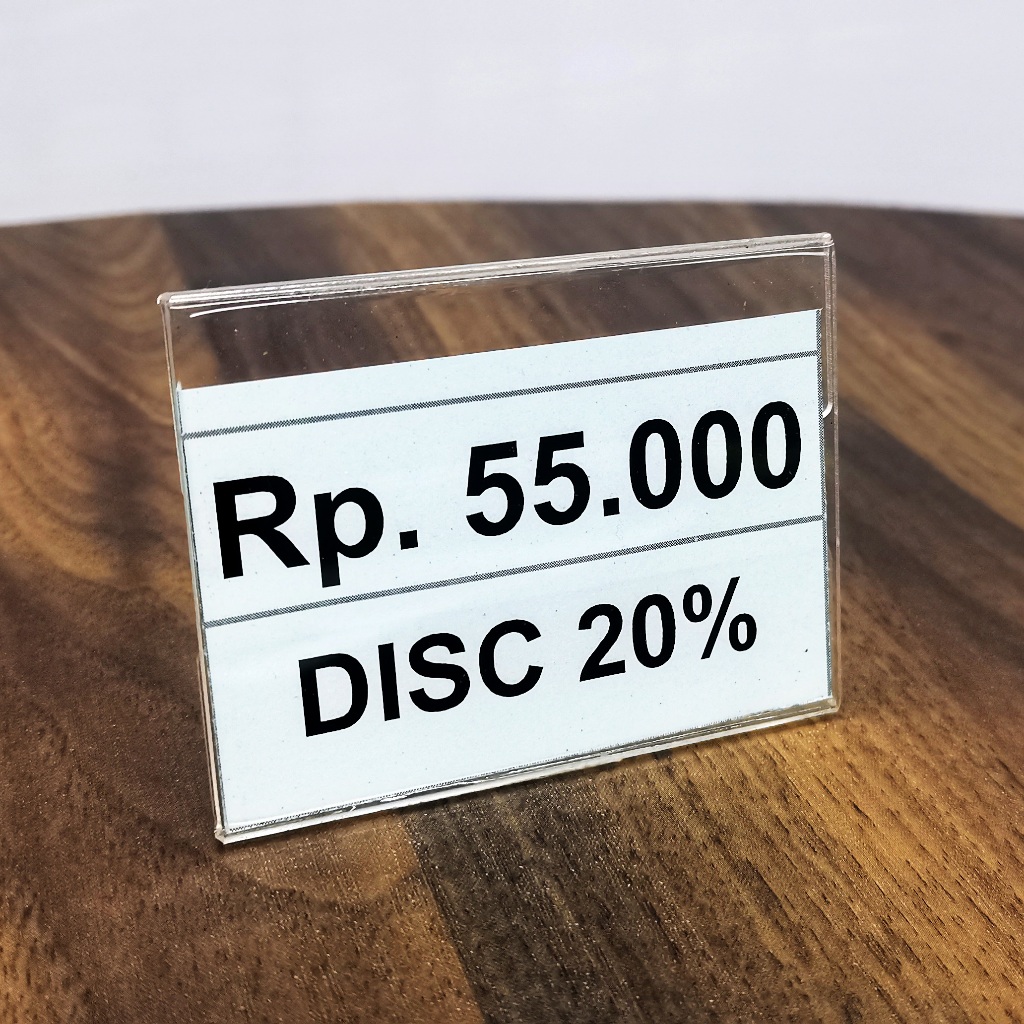 

price tag label harga stand display akrilik bening 2mm mini market