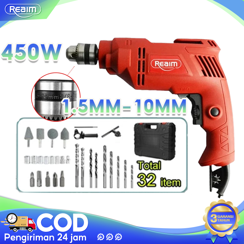 DMS Reaim Mesin Bor Listrik 10MM Bolak Balik Bor Listrik Modern Bor 10MM Bor Tembok Bor Tangan Bor