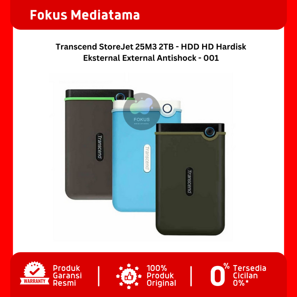 Transcend StoreJet 25M3 1TB - HDD HD Hardisk Eksternal External Antishock - 001