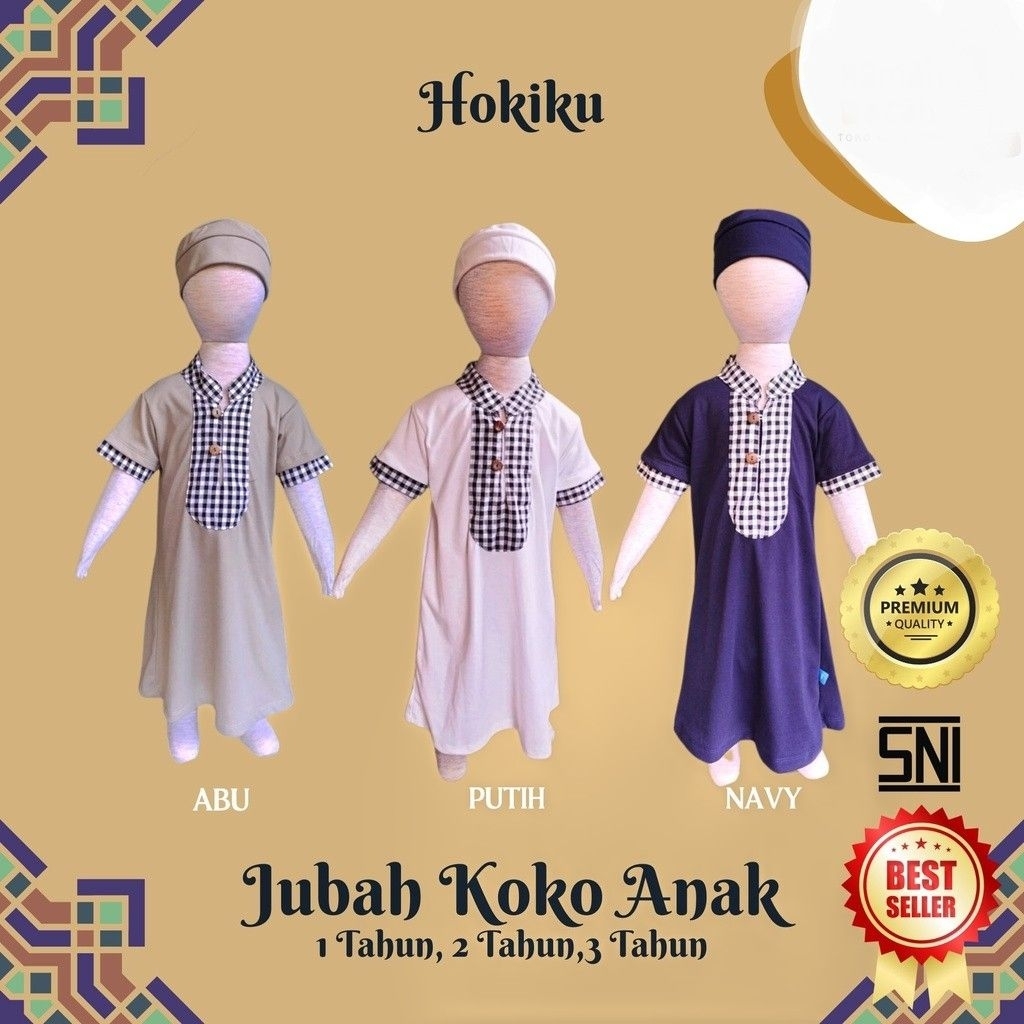 Koko Anak / Mooi Khafi Koko Gamis / Hokiku Koko Bayi Turki / Hokiku Jubah Koko / Atasan Gamis Anak L