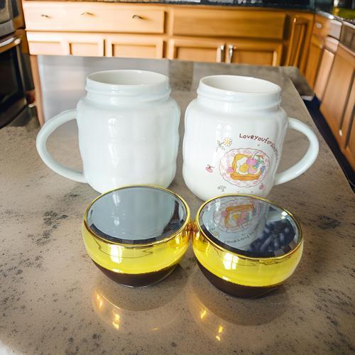 Mug/Gelas/Cangkir Keramik Set Cantik Tutup