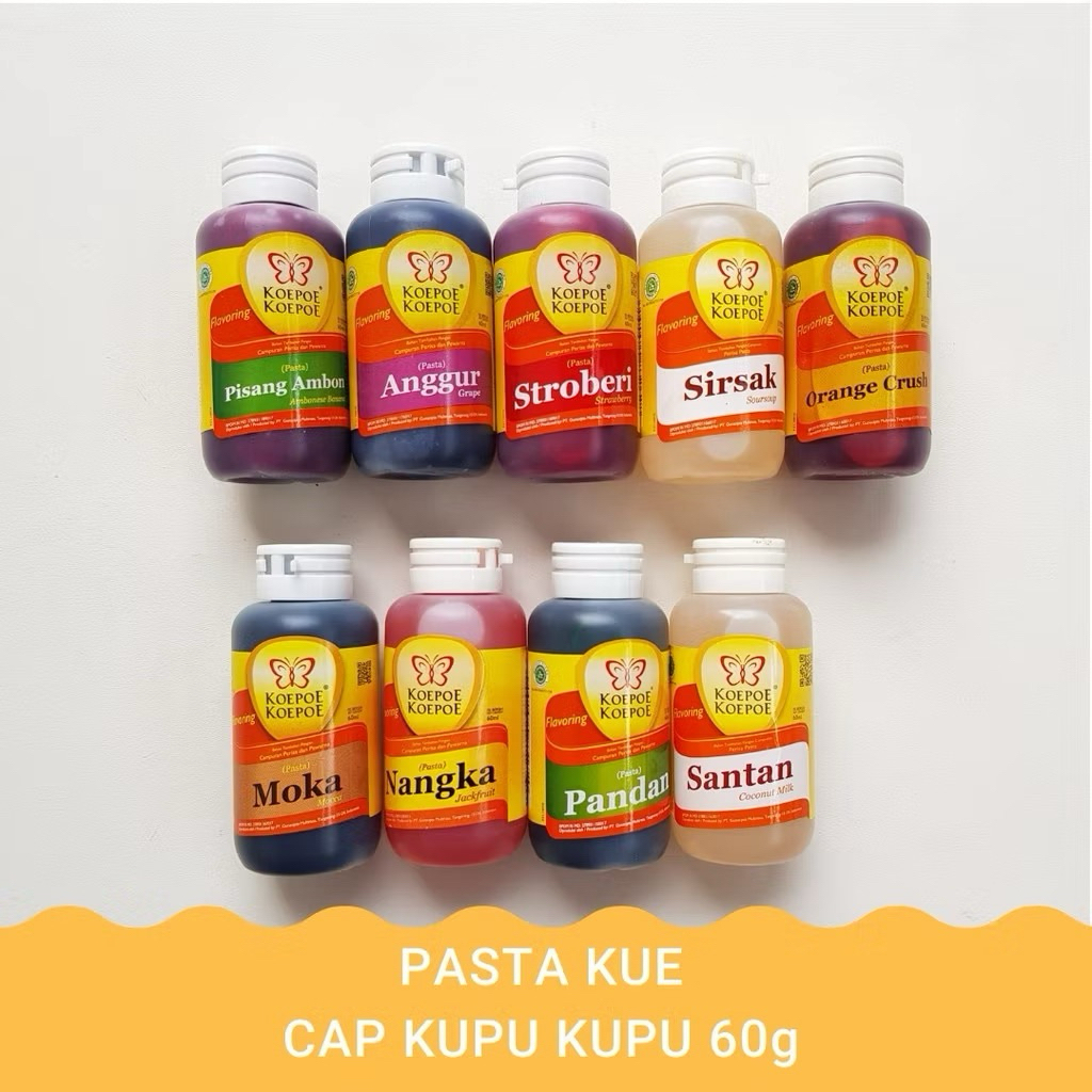 

KOEPOE - PASTA CAIR 60 ML - Essence Perisa Perasa Pewarna Vanilla Vanila Coklat Coco Pandan Kopi Moka Frambozen Leci Melon Pisang Ambon Rosen Rose Stroberi Strawberry Durian Alpukat Nanas Orange Crush Talas Taro - 60ml