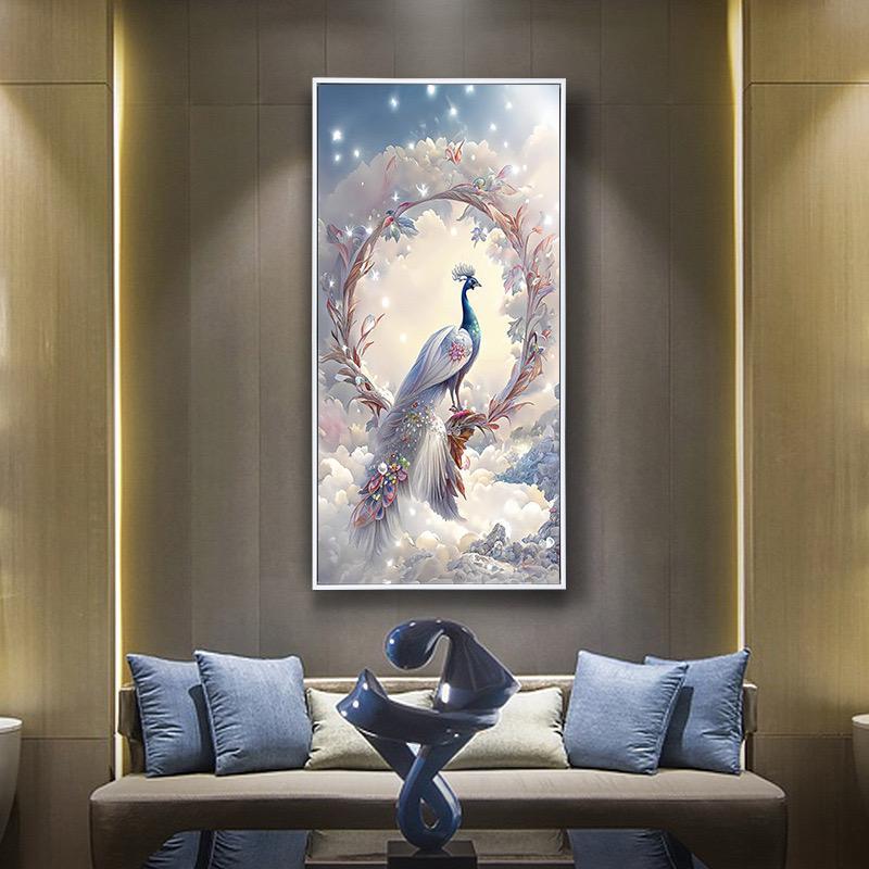 ~Cutevina~Lukisan 5D Diamond Painting Burung Merak Emas 50 x 80 cm