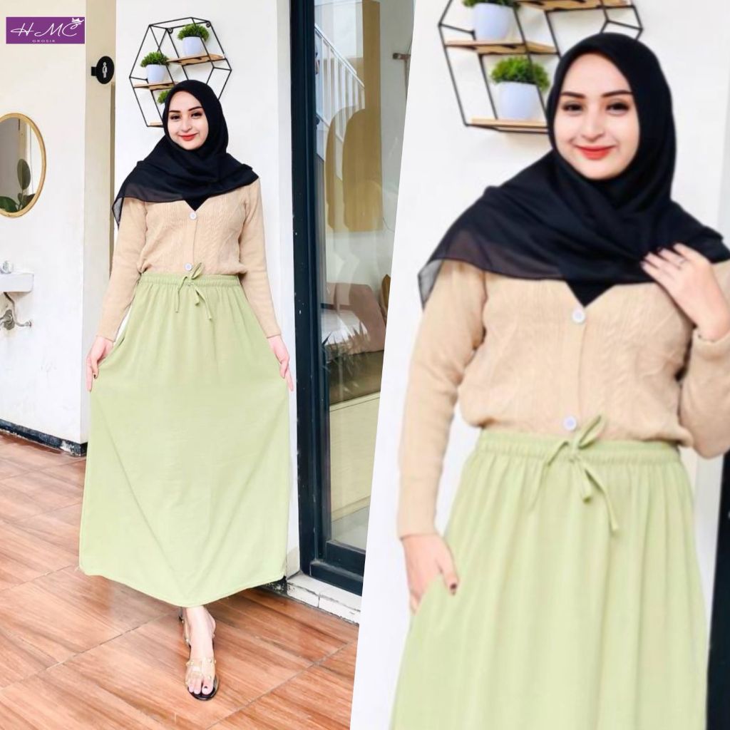 Rok Crinkle Airflow Premium JUMBO//Dayli Rok Wanita//Rok Crinkle Tali Serut Terbaru