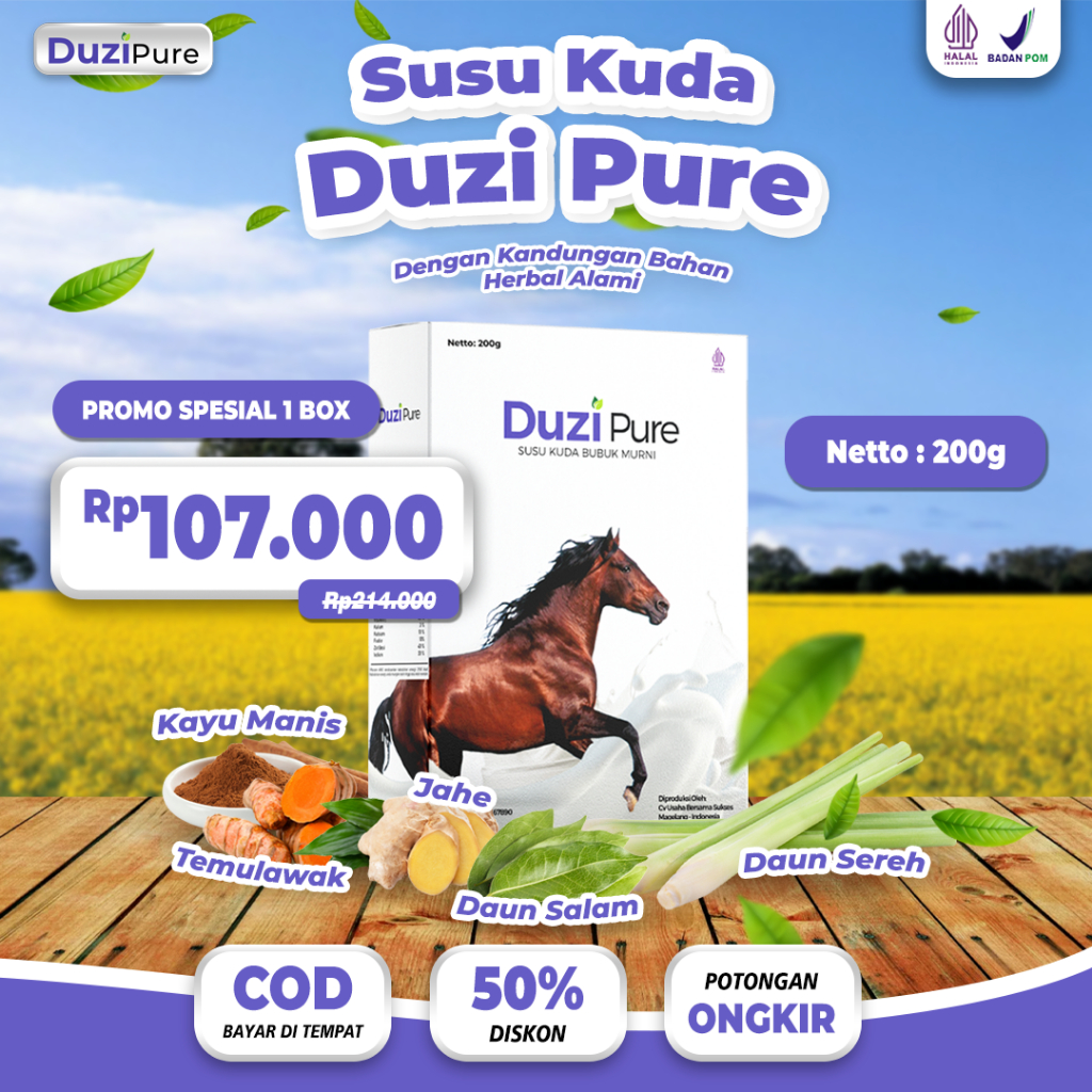

Duzi Pure - Susu Kuda Lombok Bubuk Herbal Original 1 Box 200 Gram