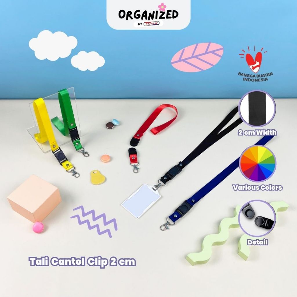 

Tali cantol 2 cm clip lanyard tali name tag id card Topla
