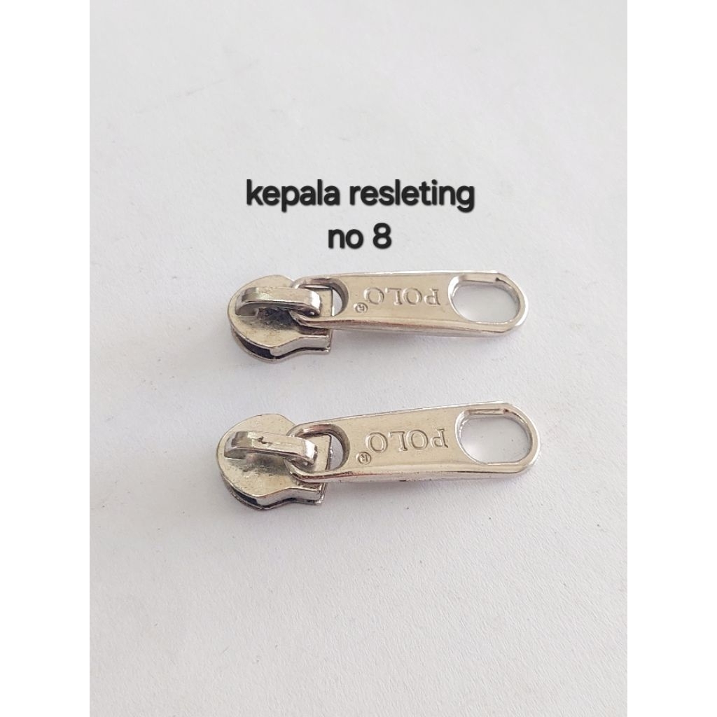 Kepala Resleting No 8 POLO Silver Kepala Ritsleting Besar untuk Tas Koper