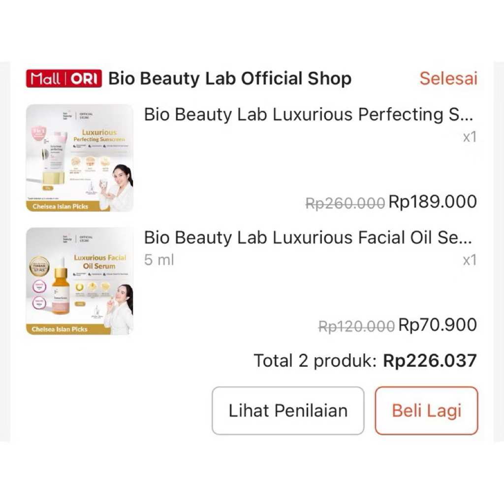 PRELOVED FACIAL OIL BIO BEAUTY LAB