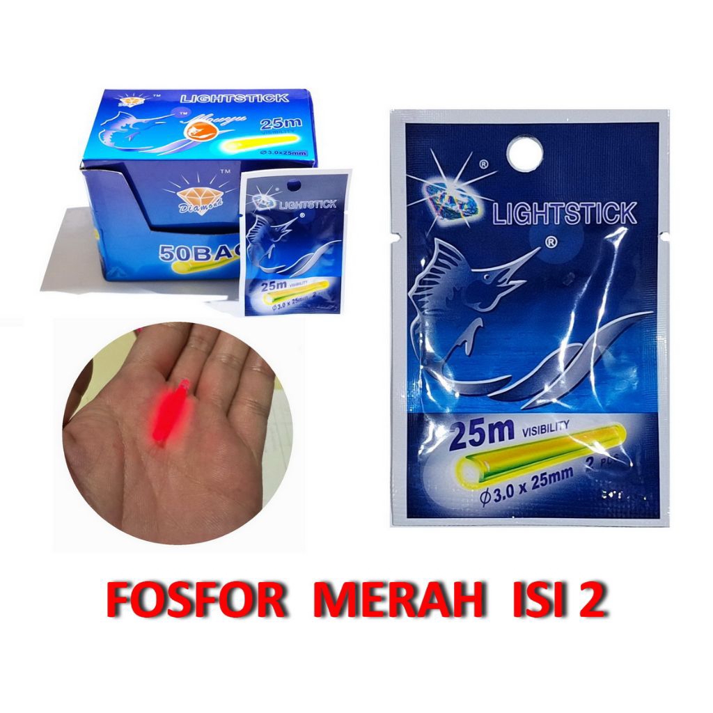Fosfor Pancing LIGHT STICK / FOSFOR 25mm Cahaya Hijau Dan Merah