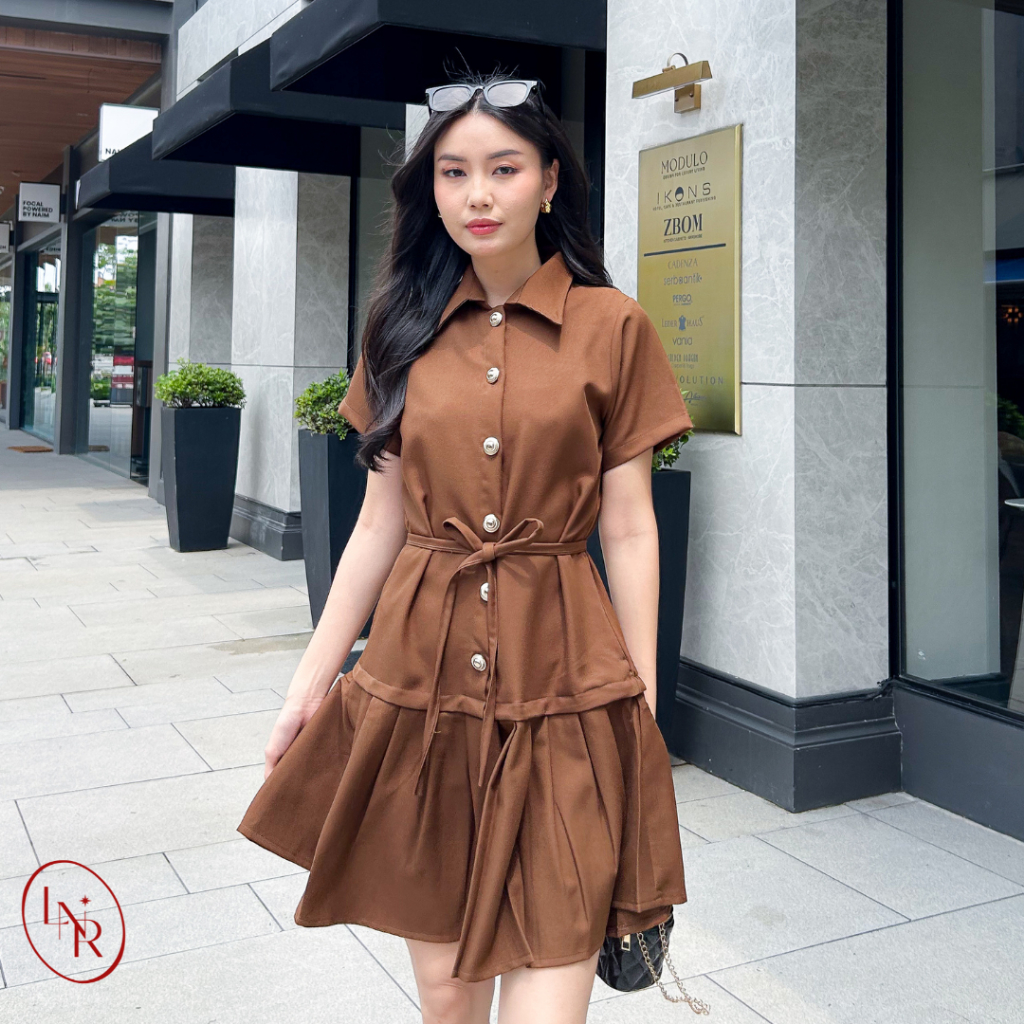 Nova Dress Midi Mini Terusan Wanita Baju Kantor Formal Korea Bahan Semiwool
