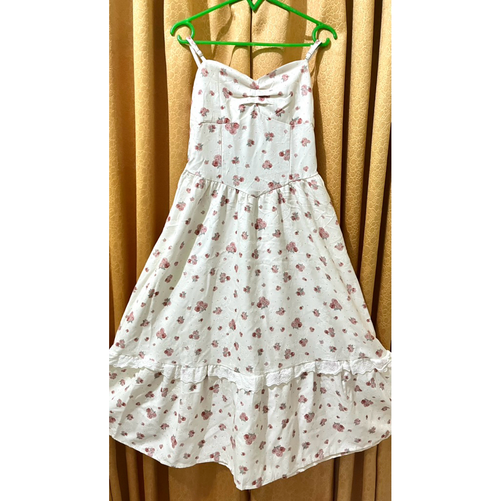 [preloved] zano basic dress katun-adjustable strap (pink)