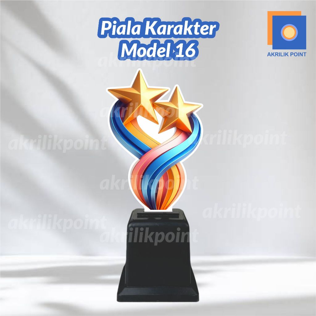 PIALA AKRILIK DUA BINTANG Model 16 | Tropi Lomba Anak Paud TK | Penghargaan Juara Kelas