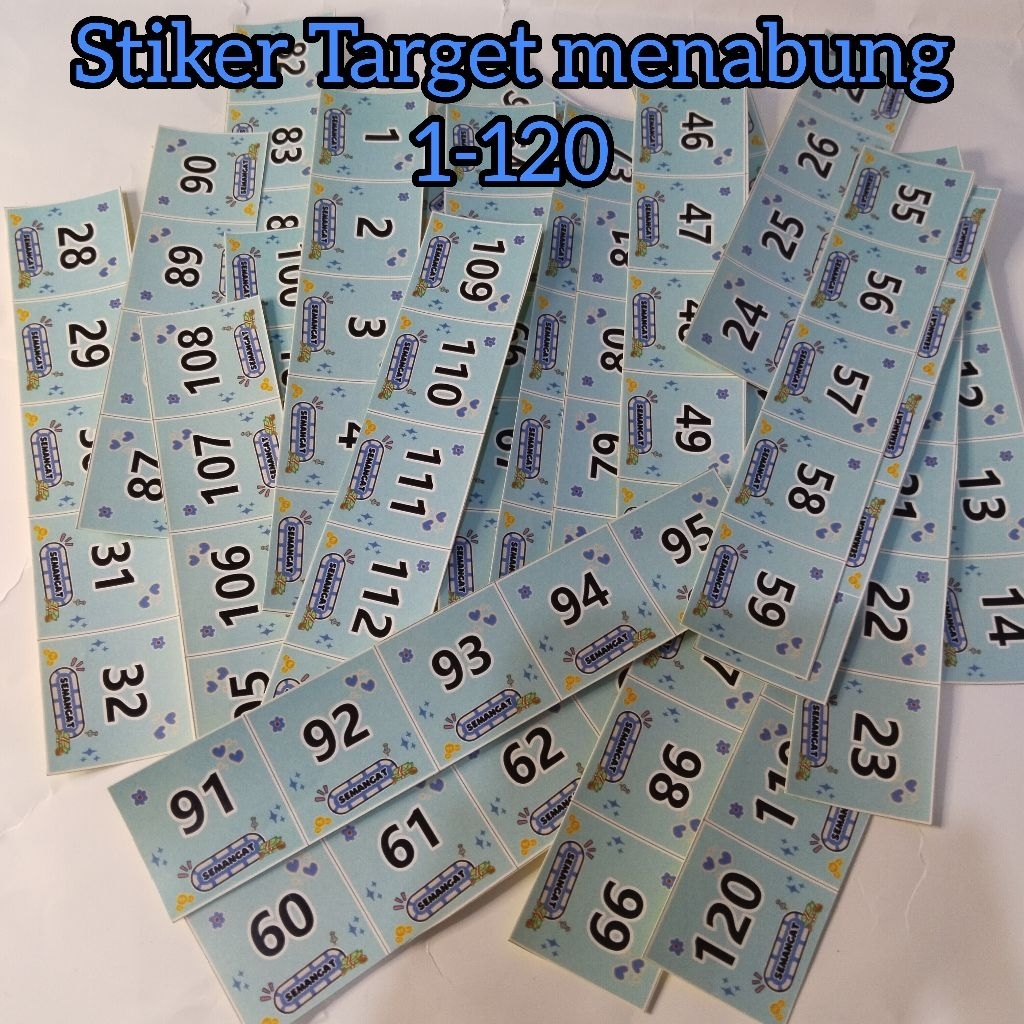 

Stiker Nomor 1-120, Stiker Nomor Urut Premium Glossy Untuk Saving Album Menabung warna hijau toska