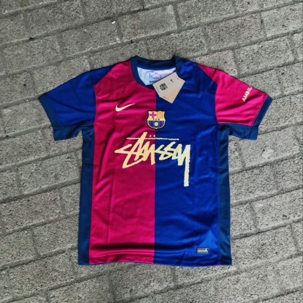 Jersey Barcelona x Stussy 2024 2025 - Jersey Fantasi Barca Full Printing