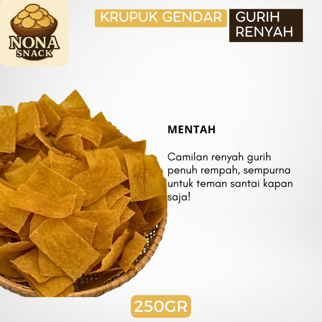 

NONA SNACK- Kerupuk Gendar Kotak kemasan 250GR nikmat gurih mekar tebal