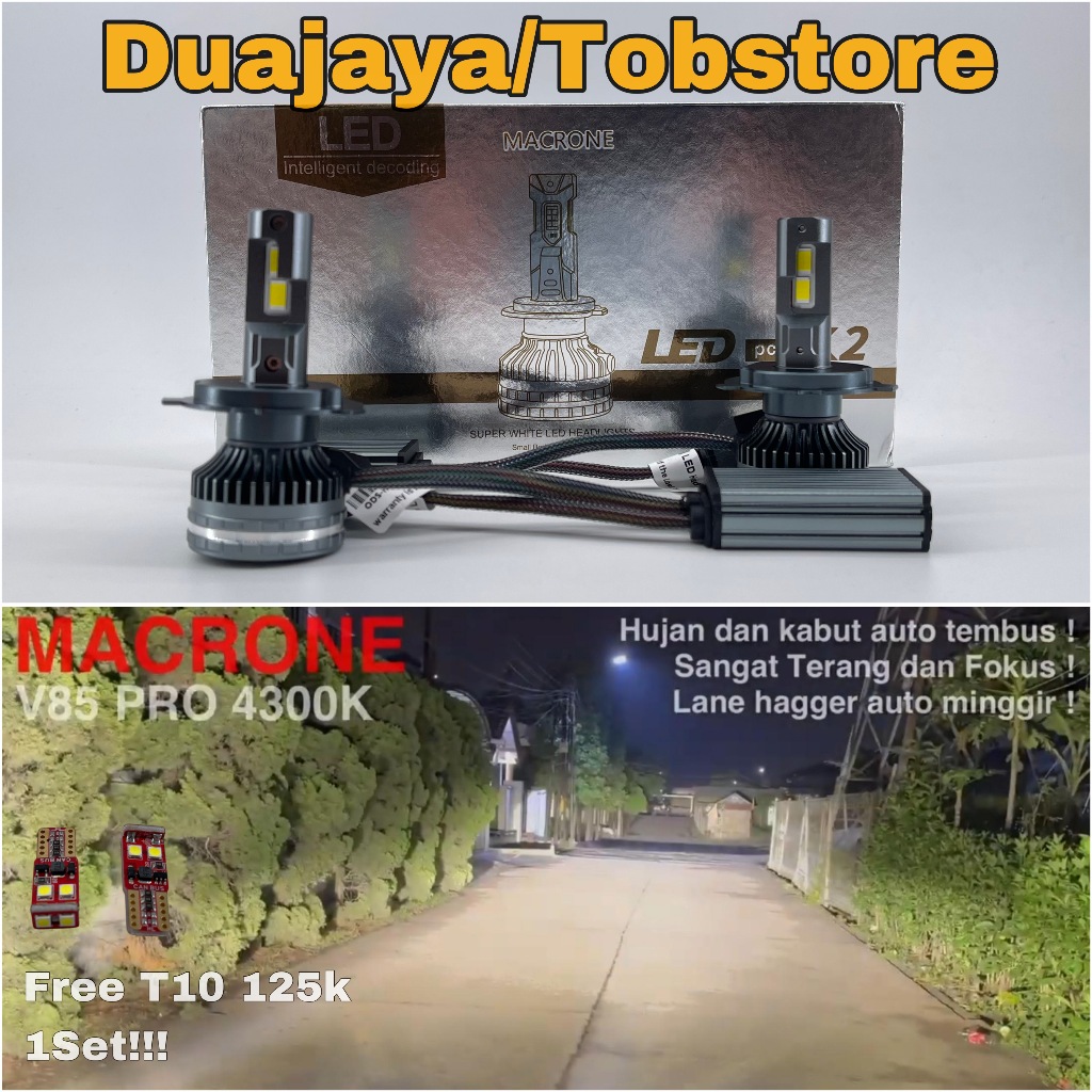 Lampu Led Headlamp Grandmax Macrone V85 PRO 4300K Warm White High Quality Grade A+ PNP